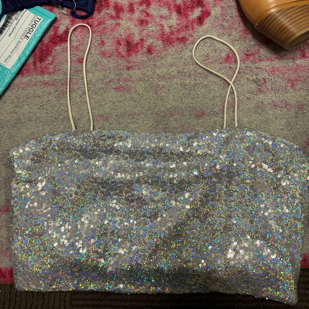 Anthropologie sequin spaghetti strap top